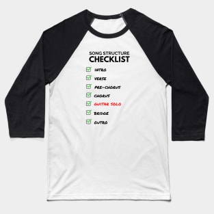 Song Structure Checklist Light Theme Baseball T-Shirt